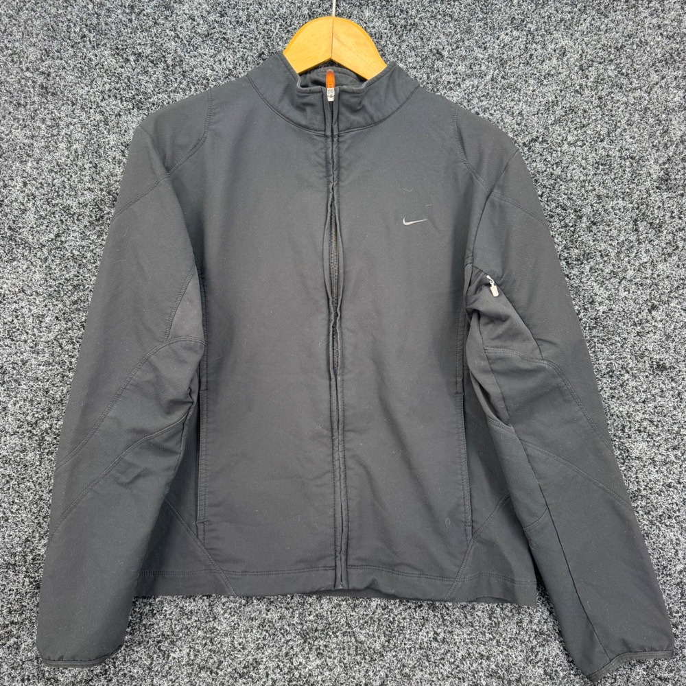 Nike Sphere Dry Full Zip Jacket Black Mock Neck Mens Size Large L 12-14